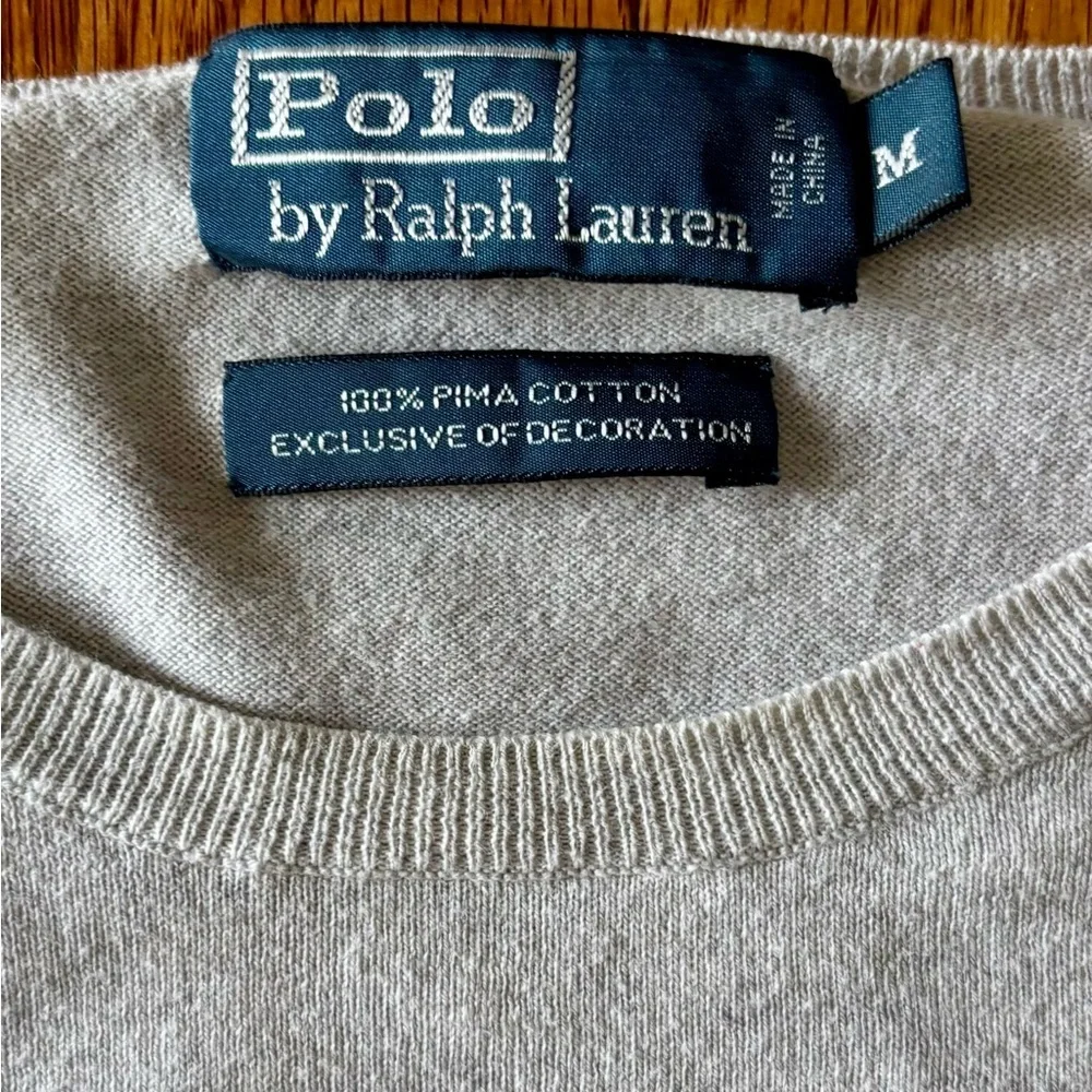 Polo by Ralph Lauren Light Gray Crewneck Sweater with Embroidered Pony - Medium